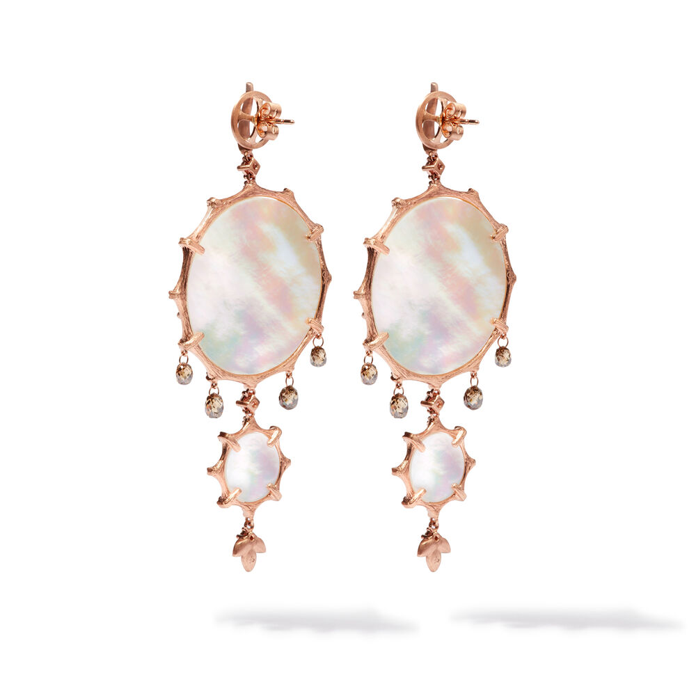 Dream Catcher 18ct Rose Gold Pearl Large Earrings | Annoushka jewelley